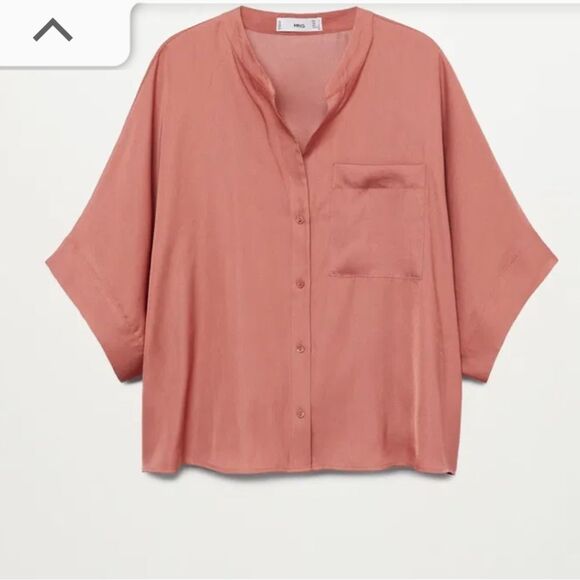 Mango Terracotta Relaxed Blouse Size 10 - Picture 5 of 16